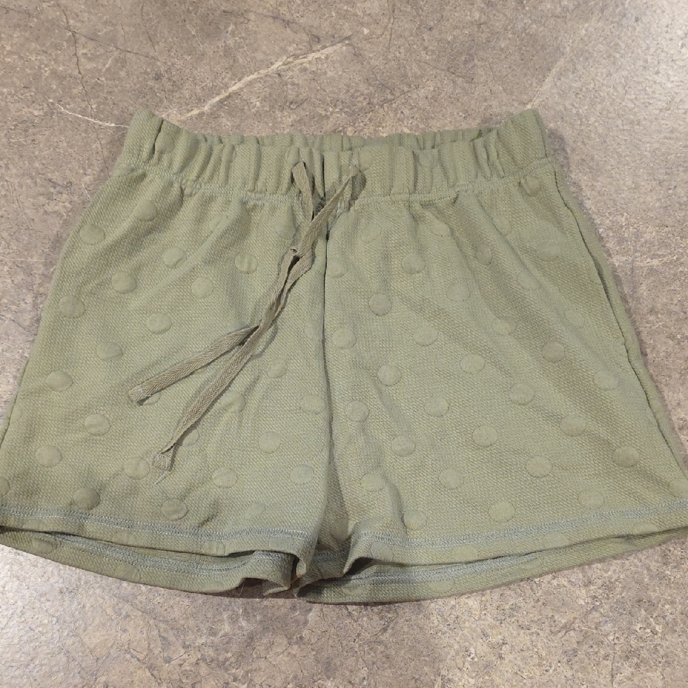 (J57) Blu Pepper Sage Green Textured Athletic Shorts Sz M